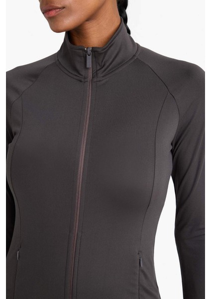 DefactoFit Fitted Dik Yaka Çift Cepli Fermuarlı Spor Hırka B3985AX25SP