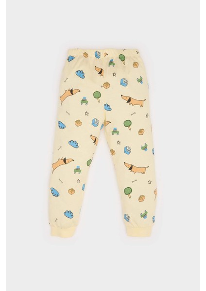 Erkek Bebek Pijama Takımı Desenli Kısa Kollu Penye Üst Beli Lastikli Uzun Alt E1174A525SM