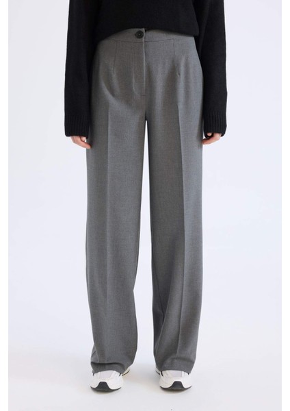 Standart Boy Kumaş Pantolon Wide Leg Geniş Bol Paça Basic Düz Yüksek Bel C6402AX25SP