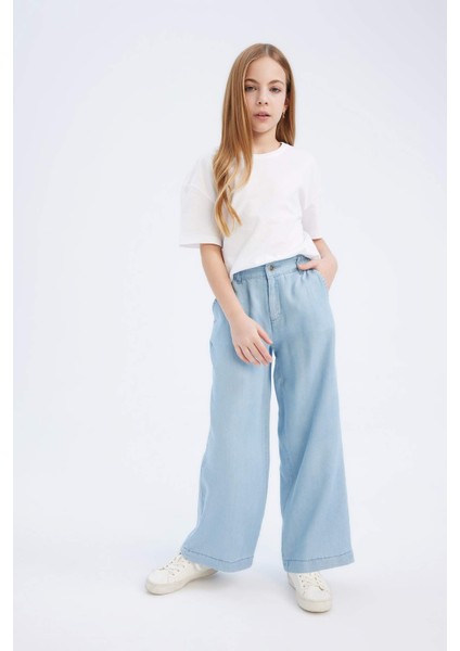 Kız Çocuk Wide Leg Geniş Bol Paça Jean Pantolon D7103A825SM
