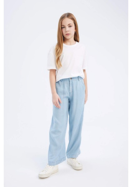 Kız Çocuk Wide Leg Geniş Bol Paça Jean Pantolon D7103A825SM