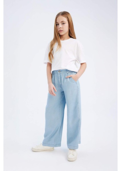 Kız Çocuk Wide Leg Geniş Bol Paça Jean Pantolon D7103A825SM