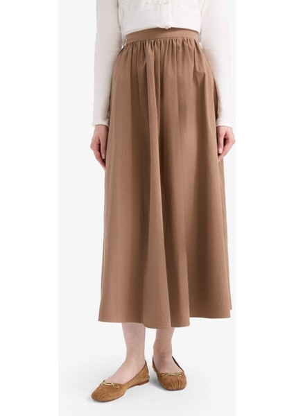 A Kesim Esnek Belli Poplin Maxi Tesettür Etek E7453AX25SM