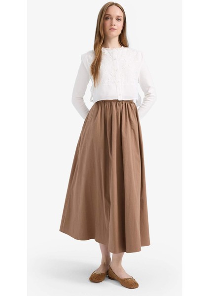 A Kesim Esnek Belli Poplin Maxi Tesettür Etek E7453AX25SM