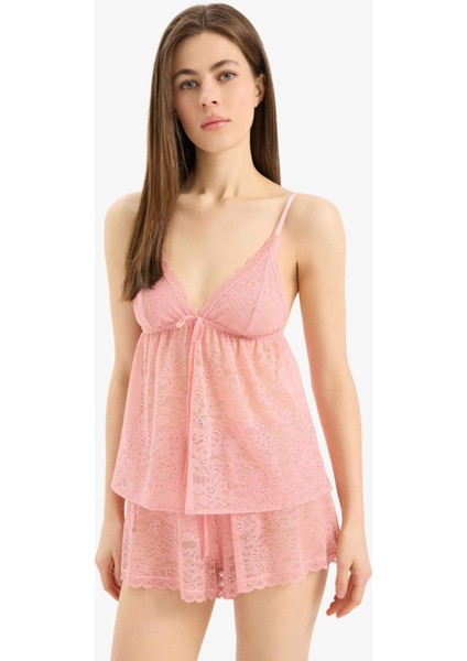 Regular Fit Dantel Askılı Üstü-Fall in Love D8166AX25SP