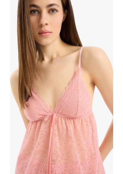Regular Fit Dantel Askılı Üstü-Fall in Love D8166AX25SP