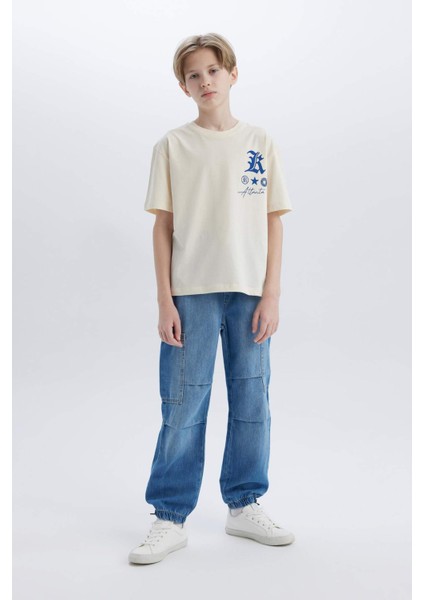 Erkek Çocuk Oversize Geniş Kalıp Bisiklet Yaka Baskılı Kısa Kollu Tişört B6165A825SM indirimleri