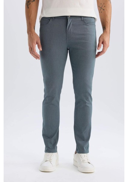 Yazlık Chino Kanvas Dokulu Pantolon Slim Fit Dar Kesim Cepli Dar Paça T1055AZ25SP