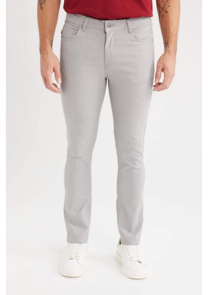 Yazlık Chino Kanvas Dokulu Pantolon Slim Fit Dar Kesim Cepli Dar Paça T1055AZ25SP