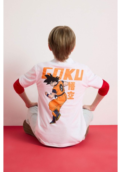 Erkek Çocuk Dragon Ball Bisiklet Yaka Sırt Baskılı Kısa Kollu Tişört E3120A825SM