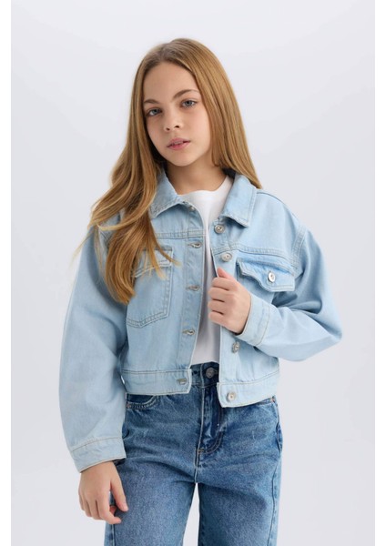 Kız Çocuk Düğmeli Cepli Denim Ceket D9698A825SP fırsatları