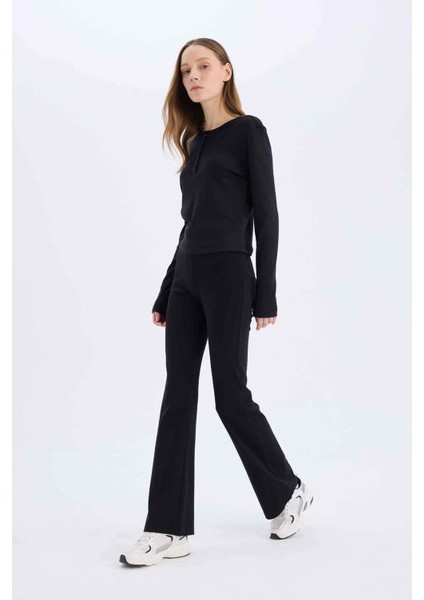 Coool Flare Fit Esnek Belli İspanyol Paça Ribana Pantolon E0628AX25SP