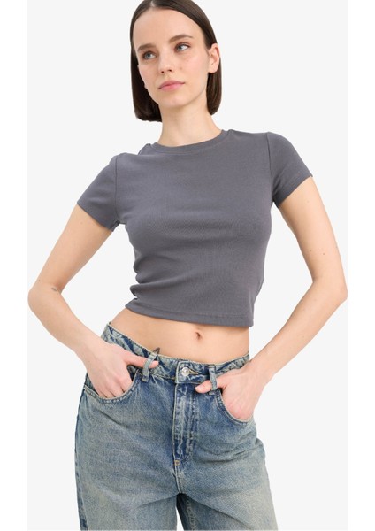 Coool Fitted Basic Düz Ribana Kısa Kollu Tişört E0288AX25SM fırsatları