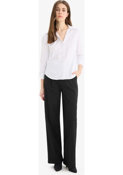 Fitted Bengalin Uzun Kollu Basic Düz Beyaz Gömlek Y4651AZ25SM fiyatları