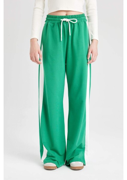 Coool Wide Leg Geniş Bol Paça Eşofman Altı Geniş Paça Beli Lastikli Bağcıklı Şeritli D4764AX24AU