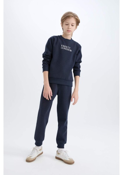 Erkek Çocuk 2'li Takım Bisiklet Yaka Baskılı Sweatshirt Beli Lastikli Eşofman Altı D9819A825SP indirimleri