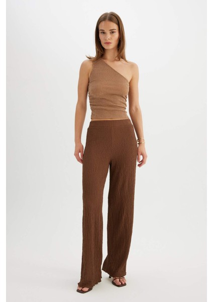 Regular Fit Beli Lastikli Basic Düz Bürümcük Pantolon D4415AX24SM