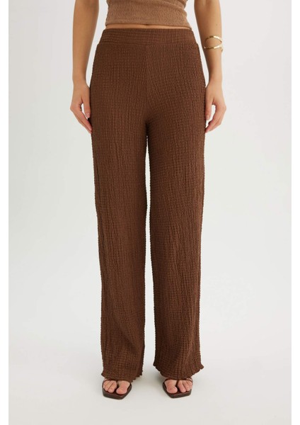 Regular Fit Beli Lastikli Basic Düz Bürümcük Pantolon D4415AX24SM fırsatları