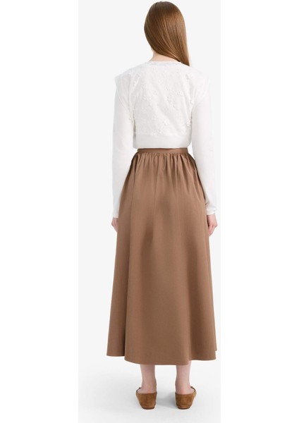 A Kesim Esnek Belli Poplin Maxi Tesettür Etek E7453AX25SM