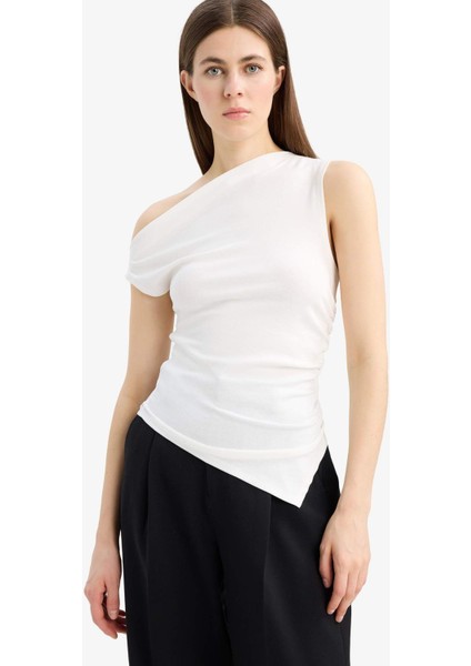 Slim Fit Dar Kesim Tek Omuzlu Ribana Bluz F2453AX25SM modelleri