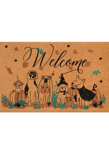 Welcome Kapı Önü Paspası, Köpek Desenli, Komik Köpek Deseni, Balkabağı Deseni, Uzun Ömürlü Paspas, Dayanıklı Paspas,çeyiz Eşyaları, Ev Dekoru, Dış Kapı Paspaso