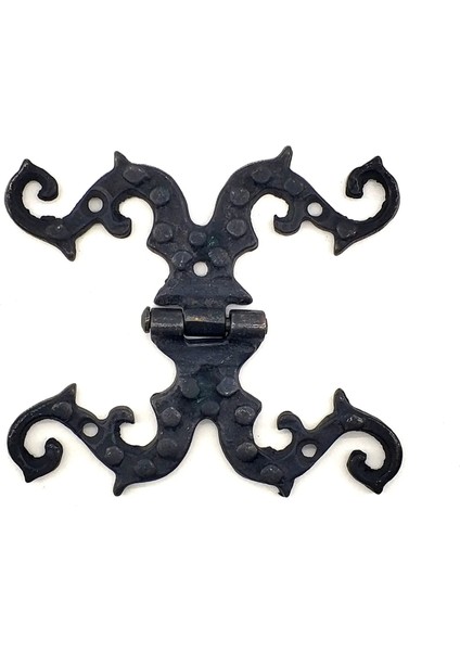 Antika Tarz Dekoratif Pirinç Süslü Menteşe - 100X90 Mm, Oksit