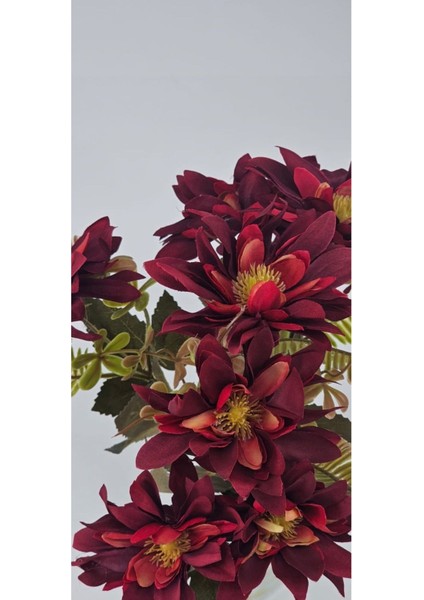 5 Dallı Bordo Çan Çiçeği Aranjmanlı 34 cm Vazo Süsü Dekor Çiçeği