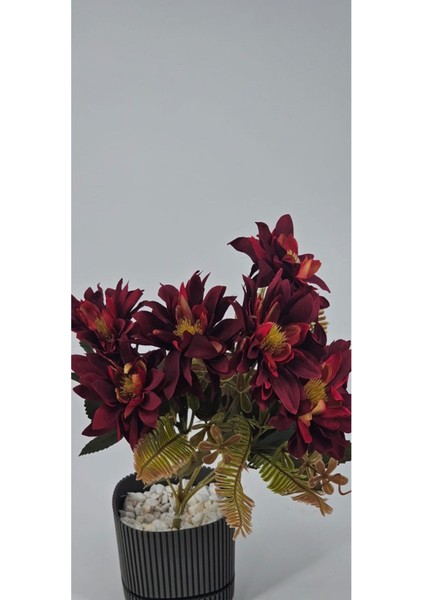 5 Dallı Bordo Çan Çiçeği Aranjmanlı 34 cm Vazo Süsü Dekor Çiçeği fiyatları