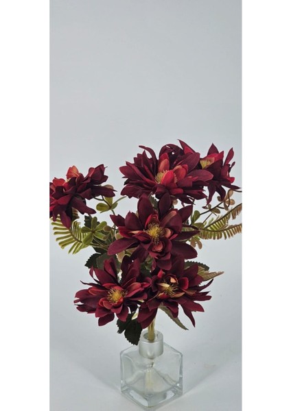 5 Dallı Bordo Çan Çiçeği Aranjmanlı 34 cm Vazo Süsü Dekor Çiçeği modelleri