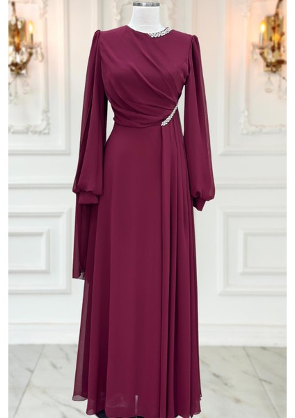 Feza Abiye Elbise Bordo