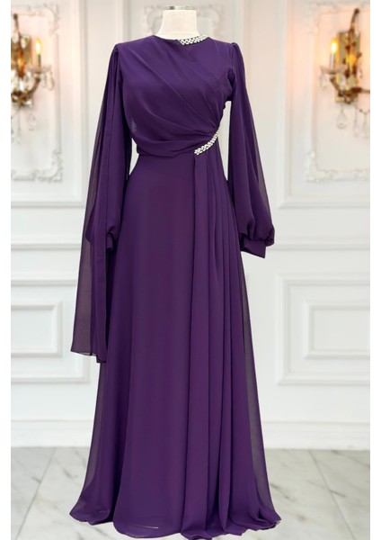 Feza Abiye Elbise Mürdüm modelleri