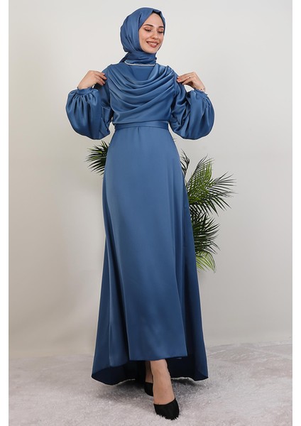 Kuyruklu Degaje Elbise Indigo fiyatları