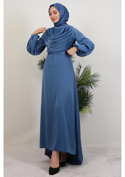 Kuyruklu Degaje Elbise Indigo fırsatları