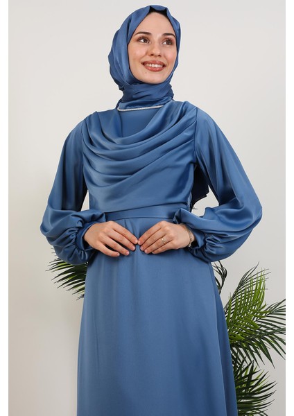 Kuyruklu Degaje Elbise Indigo indirimleri