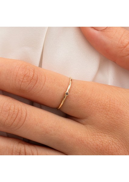 0,05 CT Smoky Taşlı Minimal İnce Tel 925 Ayar Gümüş Yüzük-Minimal Tek Taş Hediye 925 Ayar Gümüş Yüzük