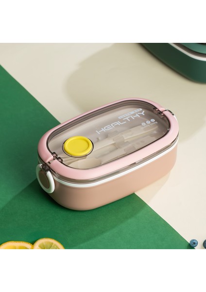 Posima 3114 Stainless Steel Vakumlu Lunch Box Tek Katlı Paslanmaz Çelik Kolay Kilitlenir Kendinden Kaşıklı Sefer Tası – 750ML Pembe indirimleri