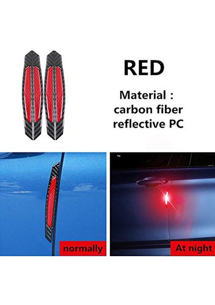 4 Adet Süper Kırmızı Yansıtıcı Çıkartmalar Karbon Fiber Şeritler Araba Yan Kapı Kenar Tampon Çizilmez Koruma Muhafızları Trim Çıkartmalar Evrensel (Yurt Dışından) modelleri