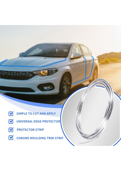 20FT Krom Kalıp Trim Şerit Araba Kapı Kenarı Çizik Koruma Koruyucu Kapak Gümüş (Yurt Dışından) fırsatları