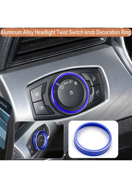 2015-2021 Ford Mustang Için Gösterge Paneli Düğmeleri Trim Halkası Ses Far Anahtarları Ayar Düğmesi Kontrol Düğmesi Kapağı, Mavi 3 Adet (Yurt Dışından) fırsatları