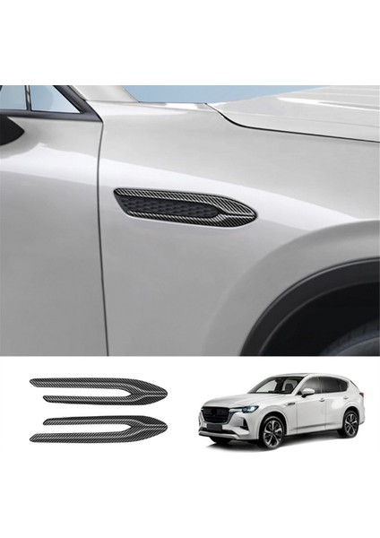 Araba Karbon Fiber Yan Kanat Amblem Kapak Trim Çıkartmalar Araba Dış Şekillendirici Yan Kanat Çamurluk Mazda Cx-60 2022+ Rhd (Yurt Dışından) fırsatları