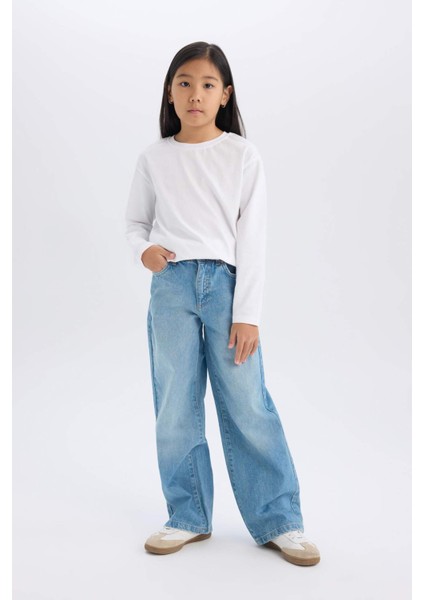 Kız Çocuk Wide Leg Geniş Paça Jean Pantolon D9157A825SP