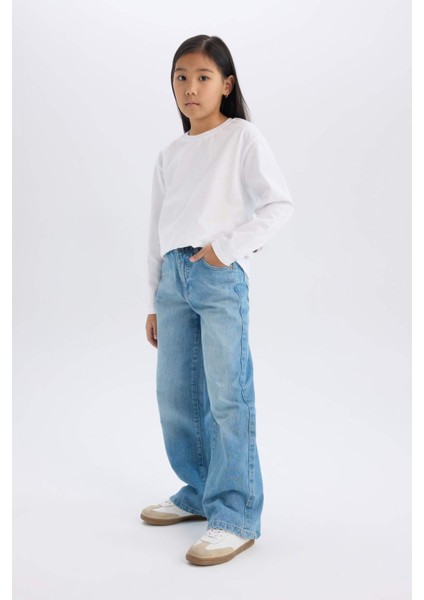 Kız Çocuk Wide Leg Geniş Paça Jean Pantolon D9157A825SP