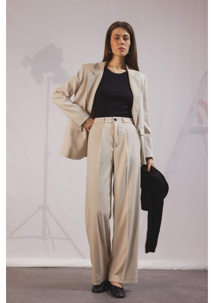 Wide Leg Pensli Klasik Palazzo Pantolon Geniş Bol Paça Basic Düz Uzun Boy Yüksek Bel Cepli C2020AX25SP modelleri