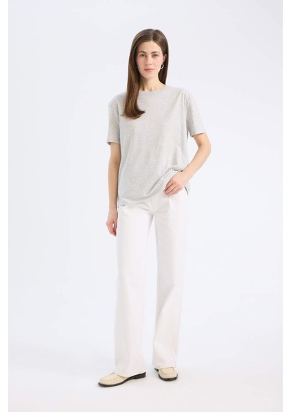 Regular Fit Bisiklet Yaka Basic Düz Penye Kısa Kollu Tişört W9584AZ25SP