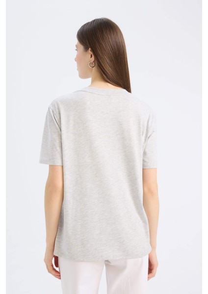 Regular Fit Bisiklet Yaka Basic Düz Penye Kısa Kollu Tişört W9584AZ25SP
