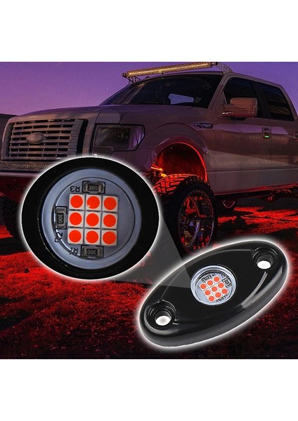 4 Pod LED Kaya Işıkları Kiti Su Geçirmez Underglow LED Neon Trail Rig Işıkları Jeep Kamyon Atv Raptor Offroad Tekne-Kırmızı (Yurt Dışından) modelleri