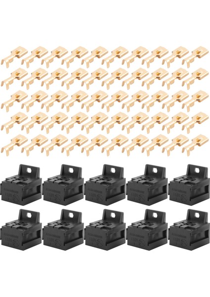 Araba Oto 30A-80A Röle Braketi Terminal Kutusu Tutucu Röle Tabanı Tutucu 5 Pin Soket ile 50 Adet 6.3mm Terminalleri Araba Için (Yurt Dışından)