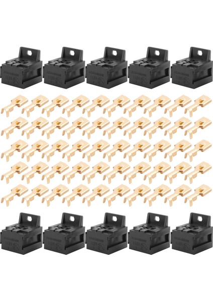 Araba Oto 30A-80A Röle Braketi Terminal Kutusu Tutucu Röle Tabanı Tutucu 5 Pin Soket ile 50 Adet 6.3mm Terminalleri Araba Için (Yurt Dışından)