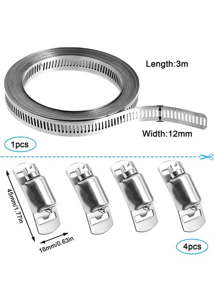 Hortum Kelepçeleri Paslanmaz Çelik Ayarlanabilir 3 Metre Hortum Kelepçesi Seti Salyangoz Kelepçe Bandı 4 Bağlantı Elemanı Ev Gaz Borusu Su Borusu Için (Yurt Dışından) indirimleri