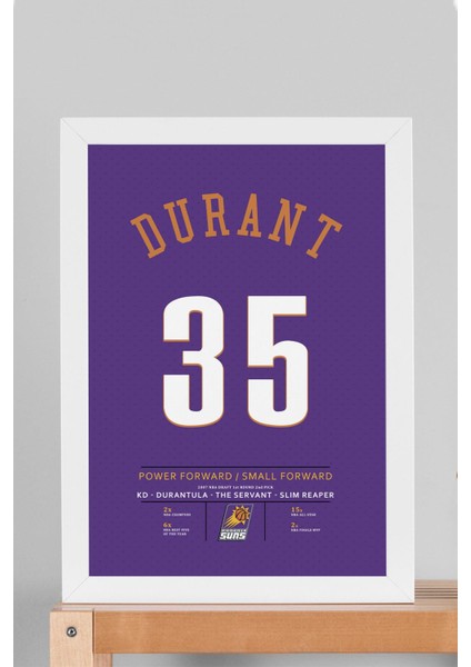 Kevin Durant Forma Çerçeveli Tablo - Nba Phoenix Suns Jersey